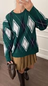 KAZAKBüşceYEŞİL BAKLAVA DESENLİ TRİKO KAZAK