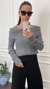 OMUZ DETAYLI KAYIK KOYU GRİ KAZAK