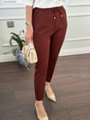 PANTOLONBüşceBELİ İPLİ LASTİKLİ PANTOLON KAHVERENGİ