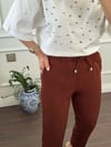 PANTOLONBüşceBELİ İPLİ LASTİKLİ PANTOLON KAHVERENGİ