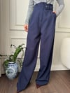 PANTOLONBüşceLACİVERT KEMER DETAYLI PALAZZO PANTOLON