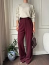 PANTOLONBüşceLİKRALI CIRTLI PALAZZO BORDO