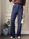 PANTOLONBüşceLİKRALI CIRTLI PALAZZO LACİVERT