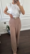 PANTOLONBüşcePALAZZO KEMERLİ PANTOLON VİZON