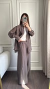 PANTOLONBüşceTAŞLI TENCEL KUMAŞ BAĞCIKLI PANTOLON VİZON