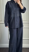 PANTOLONBüşceTAŞLI TENCEL KUMAŞ BAĞCIKLI PANTOLON LACİVERT