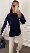 SWEATSHİRTBüşceGÖMLEK DETAYLI LACİVERT SWEAT