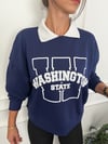 YAKALI LACİVERT SWEAT