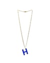 Nero Design Glass Letter Necklace - H / Blue