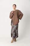 MODESTO SHİNY LEOPARD SKİRT BROWN