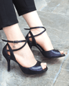 ALESSA Professional Argentine Tango & Latin Dance Shoes, Custom, Handmade, Patent Leather- Navy Blue 