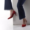Tusi Süet Özel Tasarım Kadın Topuklu Stiletto - Renk Kırmızı