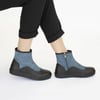 Zey Deri Özel Tasarım Kadın Sneaker Ayakkabı – Renk Siyah/ Mavi