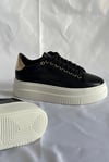 GİNA KALIN TABAN SİYAH DERİ SNEAKER