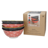 KitchenCraft   KCBOWL15PK4RBK Sırlı Kırmızı ve Siyah Çiçek Desenli Çorba Kase Seti 4'lü