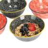 KitchenCraft   KCBOWL15PK4RBK Sırlı Kırmızı ve Siyah Çiçek Desenli Çorba Kase Seti 4'lü
