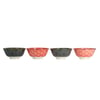 KitchenCraft   KCBOWL15PK4RBK Sırlı Kırmızı ve Siyah Çiçek Desenli Çorba Kase Seti 4'lü