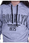 2 İplik Broxlyn Yazı Baskılı Kapüşonlu Kız Çocuk Eşofman Takımı