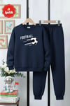 3 İPLİK KIŞLIK YUVARLAK YAKA BASKI DETAYLI ŞARDONLU 6 PARÇA ERKEK ÇOCUK EŞOFMAN TAKIMI