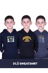 3'LÜ ERKEK ÇOCUK BASKILI CEPLİ KAPÜŞONLU SWEATSHİRT