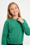 3'lü Yuvarlak Yakalı Beli Lastikli Kısa Bel 3 Parça Kız Çocuk Sweatshirt