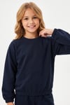 3'lü Yuvarlak Yakalı Beli Lastikli Kısa Bel 3 Parça Kız Çocuk Sweatshirt