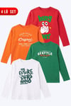 4'lü Erkek Çocuk Yuvarlak Yakalı Baskı Detaylı Sweatshirt