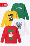 4'lü Erkek Çocuk Yuvarlak Yakalı Baskı Detaylı Sweatshirt