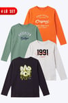 4'lü Erkek Çocuk Yuvarlak Yakalı Baskı Detaylı Sweatshirt
