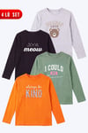 4'lü Kız Çocuk Yuvarlak Yakalı Baskı Detaylı Sweatshirt