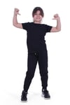 Düz Renk, Desensiz, Beli Lastikli Alt-üst Kız Çocuk T-shirt Eşofman Takımı
