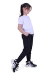 Düz Renk, Desensiz, Beli Lastikli Alt-üst Kız Çocuk T-shirt Eşofman Takımı