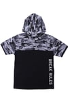 Erkek Çocuk 3'lü Kamuflaj Desenli Kapri-Baskılı Tişört- Kamuflaj Desenli Sweatshirt Alt Üst Takım