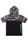 Erkek Çocuk 3'lü Kamuflaj Desenli Kapri-Baskılı Tişört- Kamuflaj Desenli Sweatshirt Alt Üst Takım