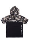Erkek Çocuk 3'lü Kamuflaj Desenli Kapri-Baskılı Tişört- Kamuflaj Desenli Sweatshirt Alt Üst Takım