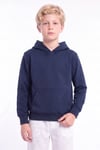 Erkek Çocuk Basic Düz Kanguru Cepli Kapüşonlu Sweatshirt
