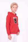 Erkek Çocuk Baskılı Kanguru Cepli Uzun Kollu Kapüşonlu Sweatshirt