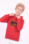 Erkek Çocuk Baskılı Kanguru Cepli Uzun Kollu Kapüşonlu Sweatshirt