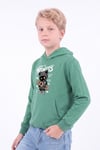 Erkek Çocuk Baskılı Kanguru Cepli Uzun Kollu Kapüşonlu Sweatshirt