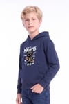 Erkek Çocuk Baskılı Kanguru Cepli Uzun Kollu Kapüşonlu Sweatshirt