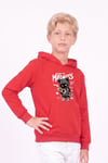 Erkek Çocuk Baskılı Kanguru Cepli Uzun Kollu Kapüşonlu Sweatshirt