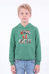 Erkek Çocuk Baskılı Kanguru Cepli Uzun Kollu Kapüşonlu Sweatshirt