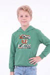 Erkek Çocuk Baskılı Kanguru Cepli Uzun Kollu Kapüşonlu Sweatshirt