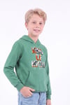 Erkek Çocuk Baskılı Kanguru Cepli Uzun Kollu Kapüşonlu Sweatshirt