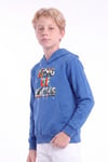 Erkek Çocuk Baskılı Kanguru Cepli Uzun Kollu Kapüşonlu Sweatshirt
