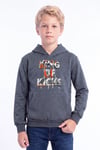 Erkek Çocuk Baskılı Kanguru Cepli Uzun Kollu Kapüşonlu Sweatshirt