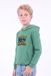 Erkek Çocuk Baskılı Kanguru Cepli Uzun Kollu Kapüşonlu Sweatshirt