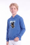Erkek Çocuk Baskılı Kanguru Cepli Uzun Kollu Kapüşonlu Sweatshirt