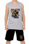 Erkek Çocuk Baskılı Sıfır Kol SKATE CRUNCH alt-üst takım