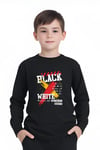 ERKEK ÇOCUK BLACK YAZI BASKILI YUVARLAK YAKA SWEATSHİRT